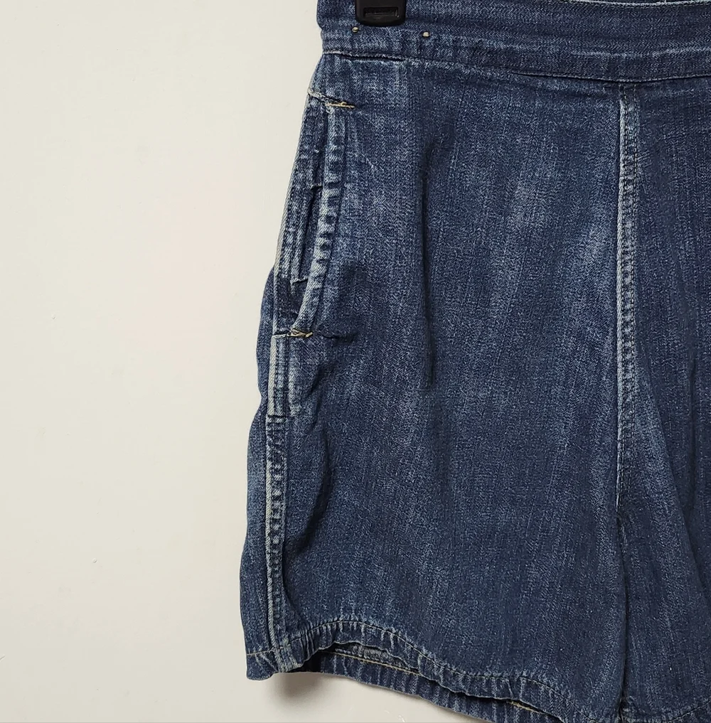 VTG 1950s Levi's Denim Family Side Zip Dark Blue Jean Shorts RARE JR 14 - Picture 3 of 10